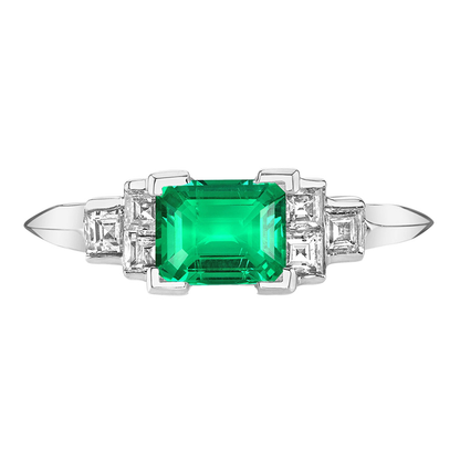 Genuine Green Emerald And Diamond Ring Anniversary Jewelry