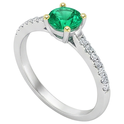 Natural Real ( Not Lab Grown ) Genuine Green Emerald GIA Ring Cathedral Setting Diamonds
