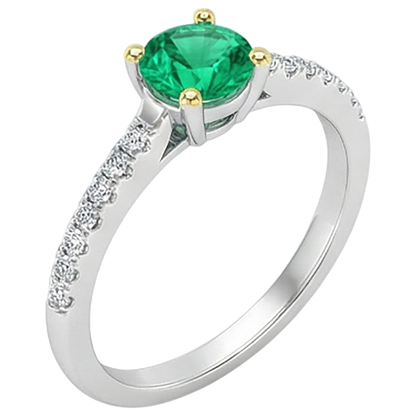 Natural Real ( Not Lab Grown ) Genuine Green Emerald GIA Ring Cathedral Setting Diamonds
