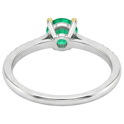 Natural Real ( Not Lab Grown ) Genuine Green Emerald GIA Ring Cathedral Setting Diamonds