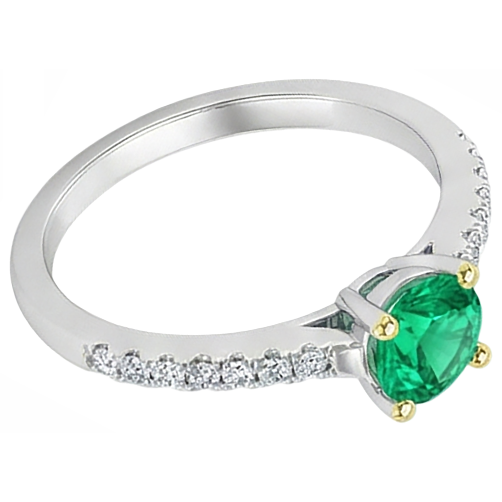 Natural Real ( Not Lab Grown ) Genuine Green Emerald GIA Ring Cathedral Setting Diamonds