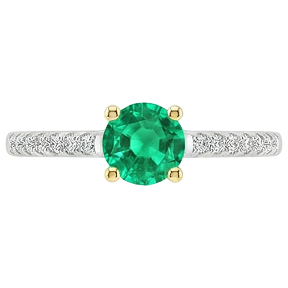Natural Real ( Not Lab Grown ) Genuine Green Emerald GIA Ring Cathedral Setting Diamonds