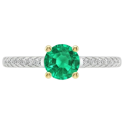 Natural Real ( Not Lab Grown ) Genuine Green Emerald GIA Ring Cathedral Setting Diamonds