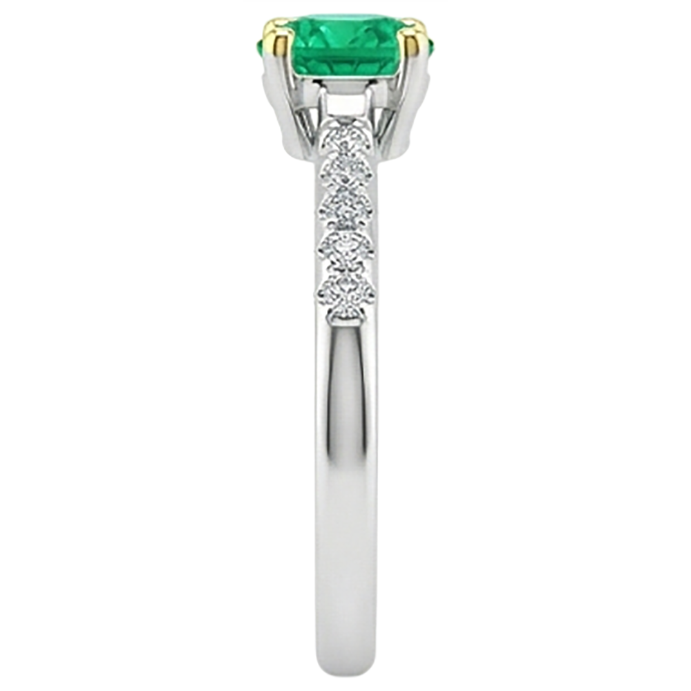 Natural Real ( Not Lab Grown ) Genuine Green Emerald GIA Ring Cathedral Setting Diamonds