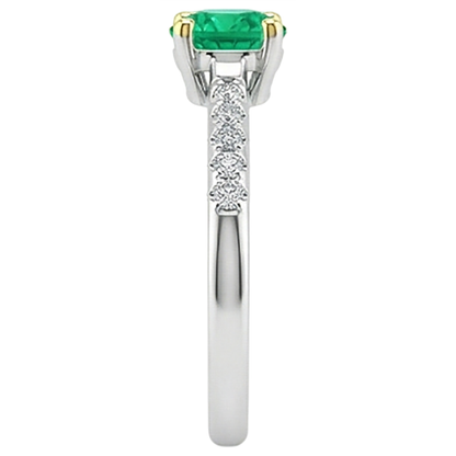 Natural Real ( Not Lab Grown ) Genuine Green Emerald GIA Ring Cathedral Setting Diamonds