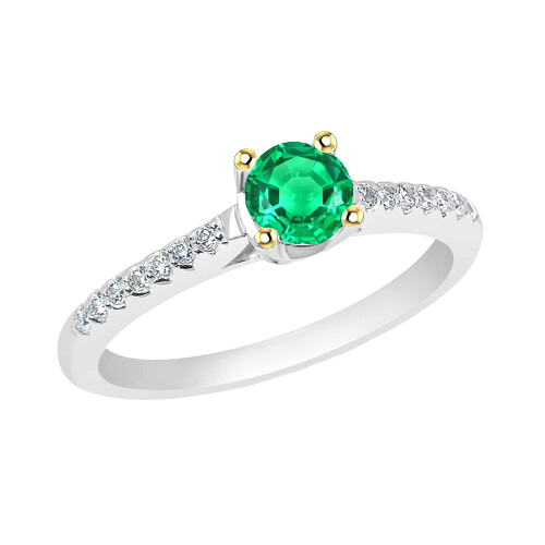 Genuine Green Emerald Ring Cathedral Setting Diamonds