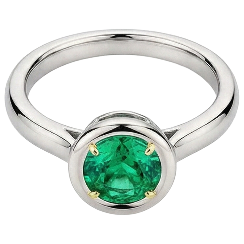 Natural Real ( Not Lab Grown ) Genuine Green Emerald GIA Solitaire Ring