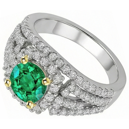 natural round emerald 2.50ct band close up detail