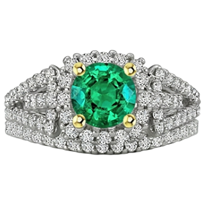 natural round emerald 2.50ct band top view