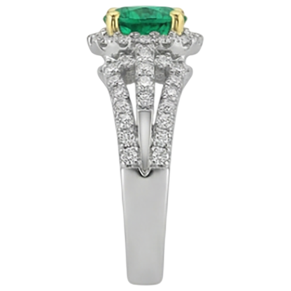 natural round emerald 2.50ct band on white background