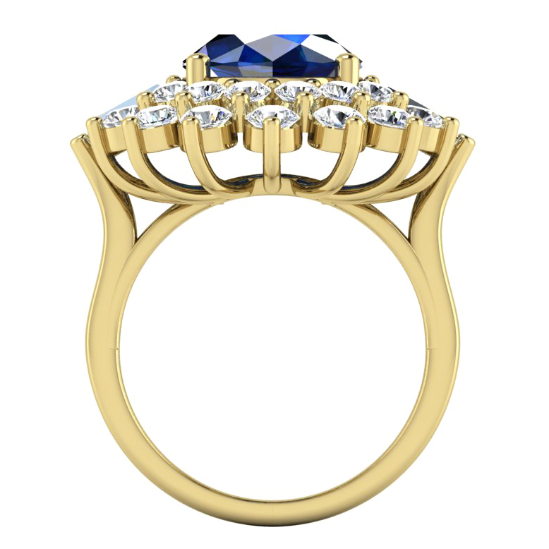 Genuine Sapphire and Diamond Cocktail Ring