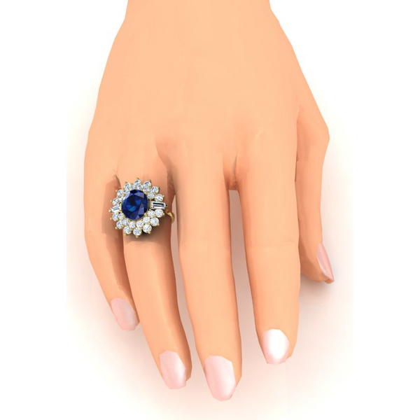 Genuine Sapphire and Diamond Cocktail Ring