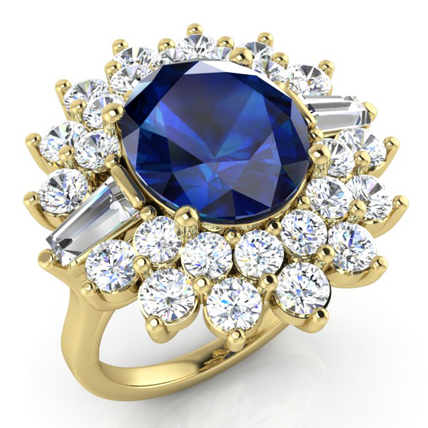 Genuine Sapphire and Diamond Cocktail Ring