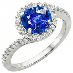 Genuine Sapphire With Natural Earth Mined Diamond Ring
