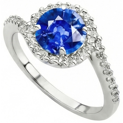 Genuine Sapphire With Natural Earth Mined Diamond Ring