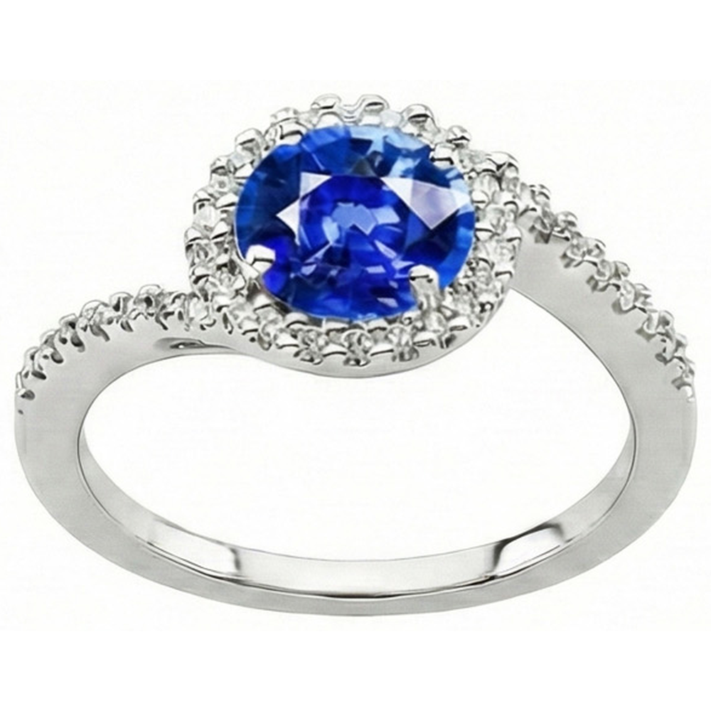 Genuine Sapphire With Natural Earth Mined Diamond Ring