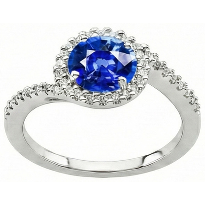 Genuine Sapphire With Natural Earth Mined Diamond Ring