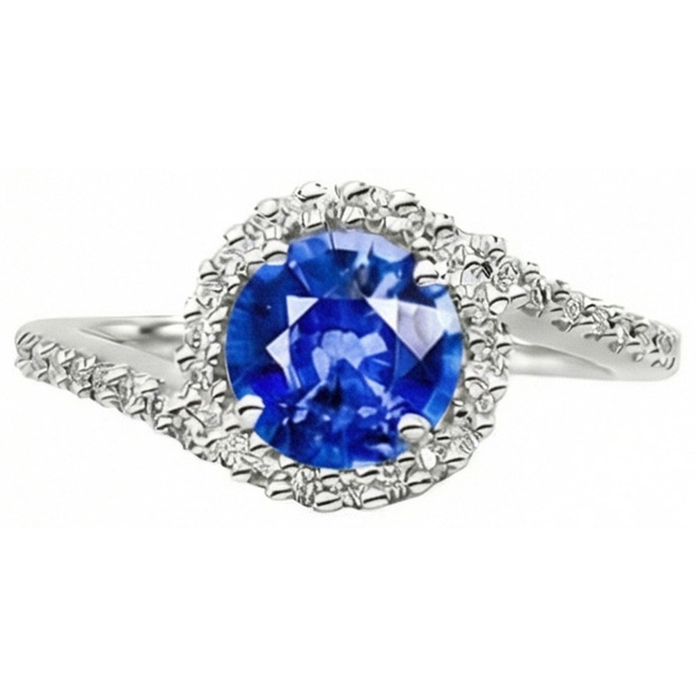 Genuine Sapphire With Natural Earth Mined Diamond Ring