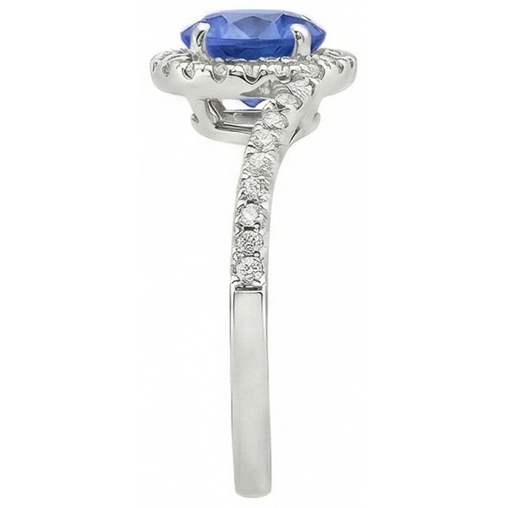 Genuine Sapphire With Natural Earth Mined Diamond Ring