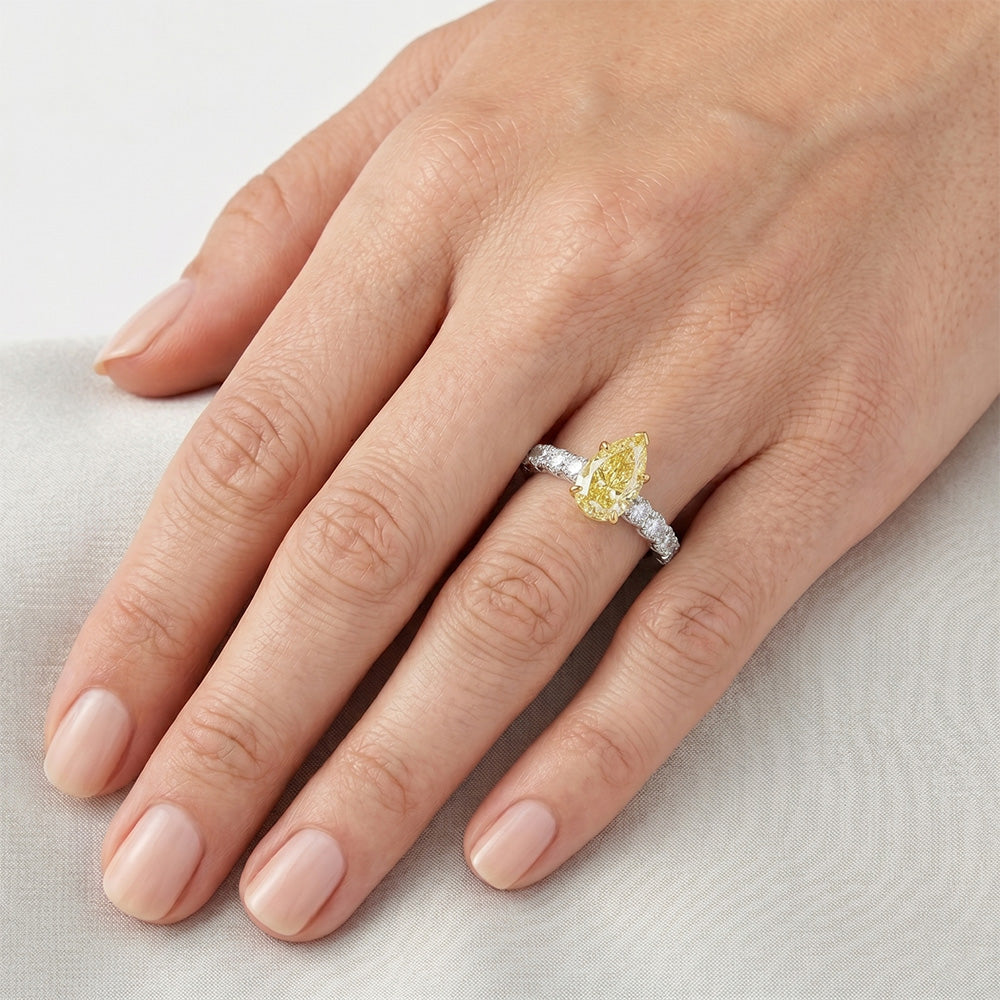 Genuine VVS Clarity Fancy Yellow Diamond Fine Jewelry Ring 1.5 ct