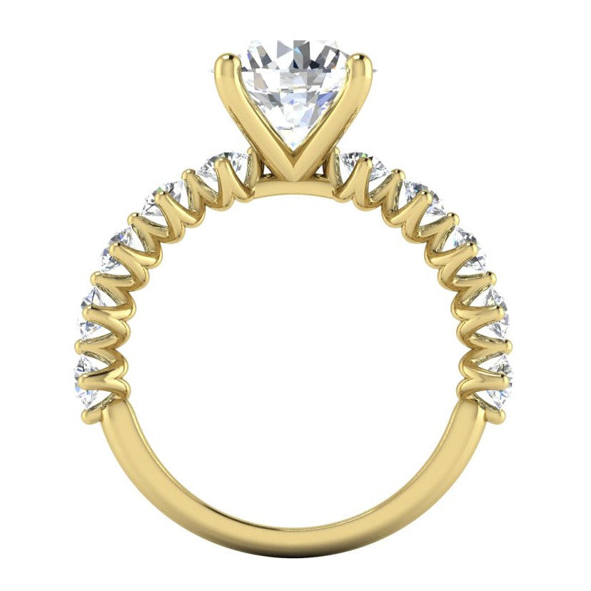 Genuine Round Diamond Ring With Accents Yellow Gold