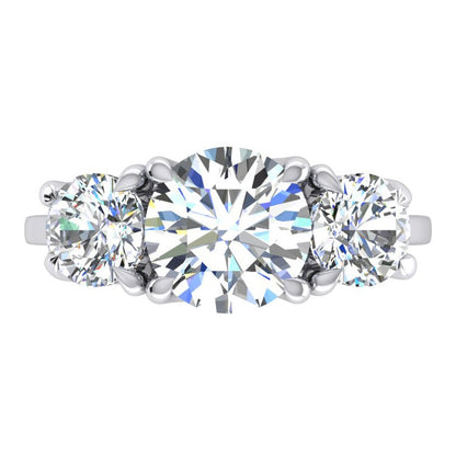 Genuine Round Diamond Three Stone Ring
