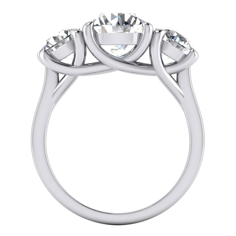Genuine Round Diamond Three Stone Ring
