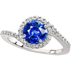 Genuine Sapphire With Diamond Ring