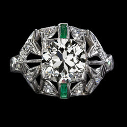 Genuine Vintage Style Art Deco Jewelry New Old Cut Diamond Emerald Ring