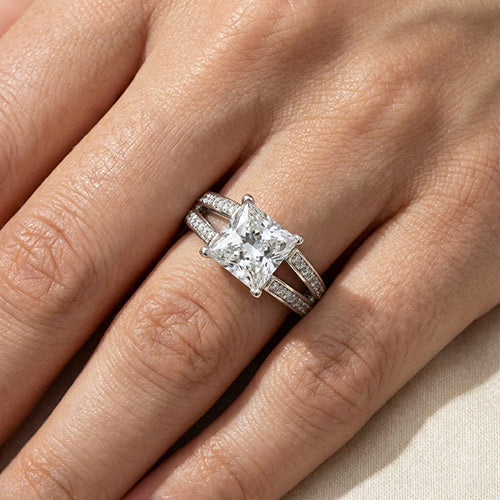 Genuine Natural Earth Mined Diamond Anniversary Fancy Ring 3.51 Carat Princess Gold White