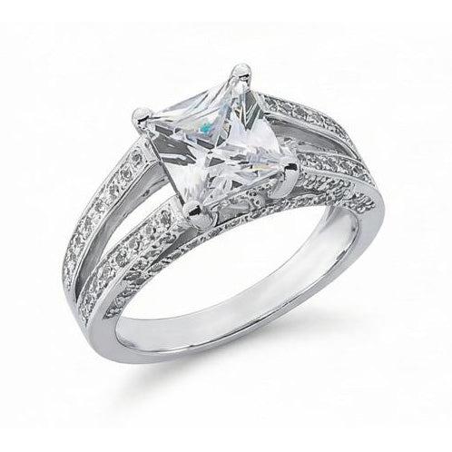 Genuine Natural Earth Mined Diamond Anniversary Fancy Ring 3.51 Carat Princess Gold White