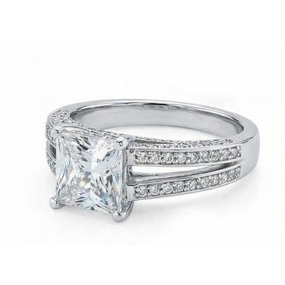 Genuine Natural Earth Mined Diamond Anniversary Fancy Ring 3.51 Carat Princess Gold White