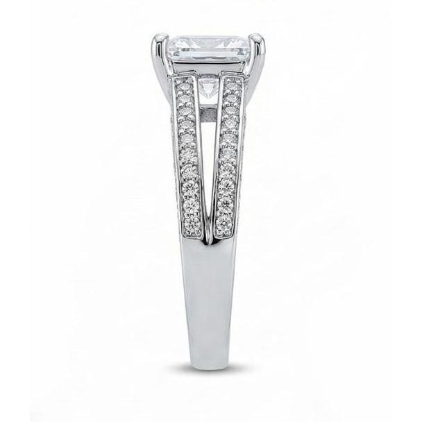 Genuine Natural Earth Mined Diamond Anniversary Fancy Ring 3.51 Carat Princess Gold White