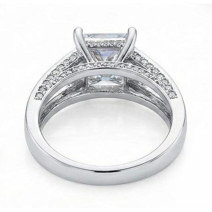 Genuine Natural Earth Mined Diamond Anniversary Fancy Ring 3.51 Carat Princess Gold White