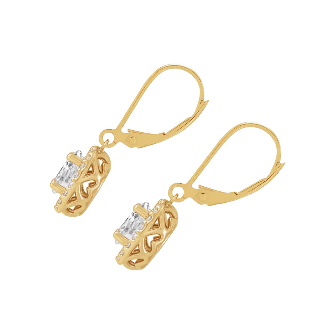 Genuine Natural Earth Mined Diamond Halo Drop Earrings Oval Old Miner Yellow Gold 4.50 Carats