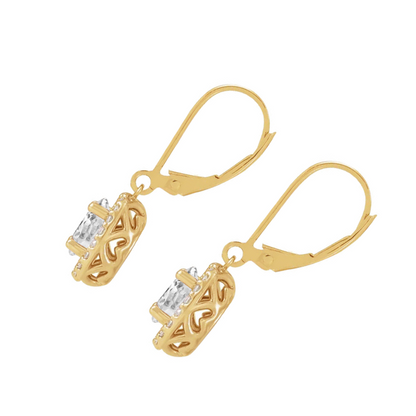 Genuine Natural Earth Mined Diamond Halo Drop Earrings Oval Old Miner Yellow Gold 4.50 Carats