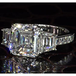 Real  Glamorous 6ct Asscher Diamond Engagement Ring