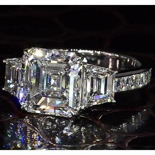 Glamorous 6ct Asscher Lab Grown Diamond Engagement Ring