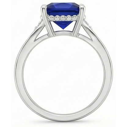 Gold 3 Stone Natural Earth Mined Diamond & Blue Sapphire Ring Split Shank 5.25 Carats