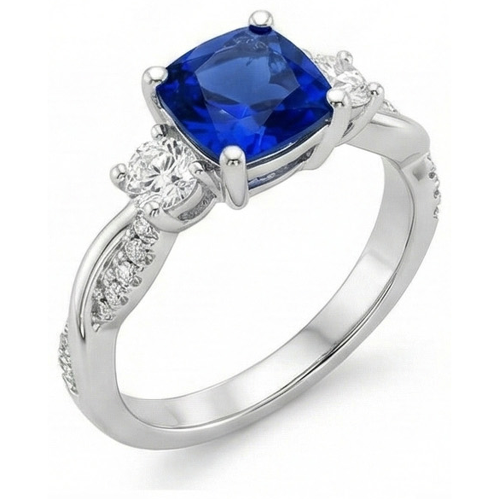 natural round sapphire 2.75ct ring side angle