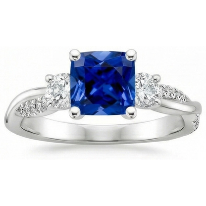 natural round sapphire 2.75ct ring close up detail