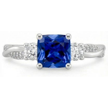 natural round sapphire 2.75ct ring profile view