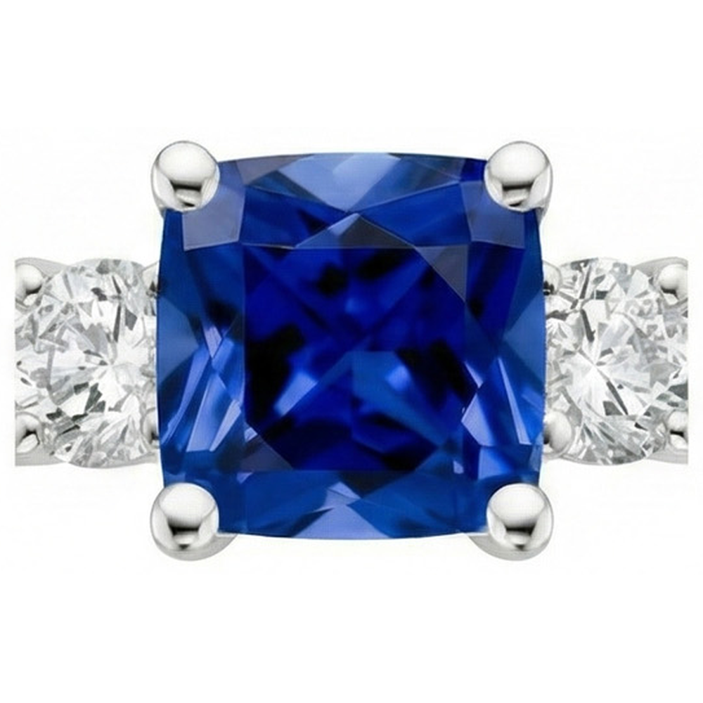 natural round sapphire 2.75ct ring on white background