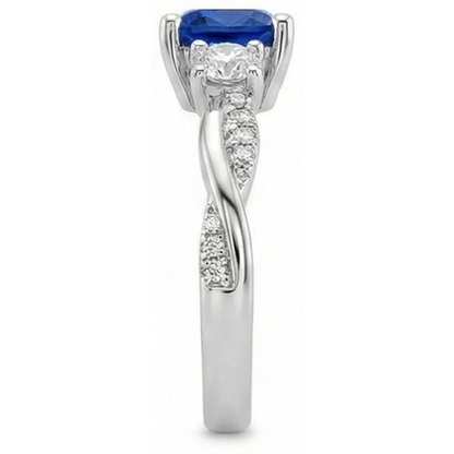 natural round sapphire 2.75ct ring with diamond accents