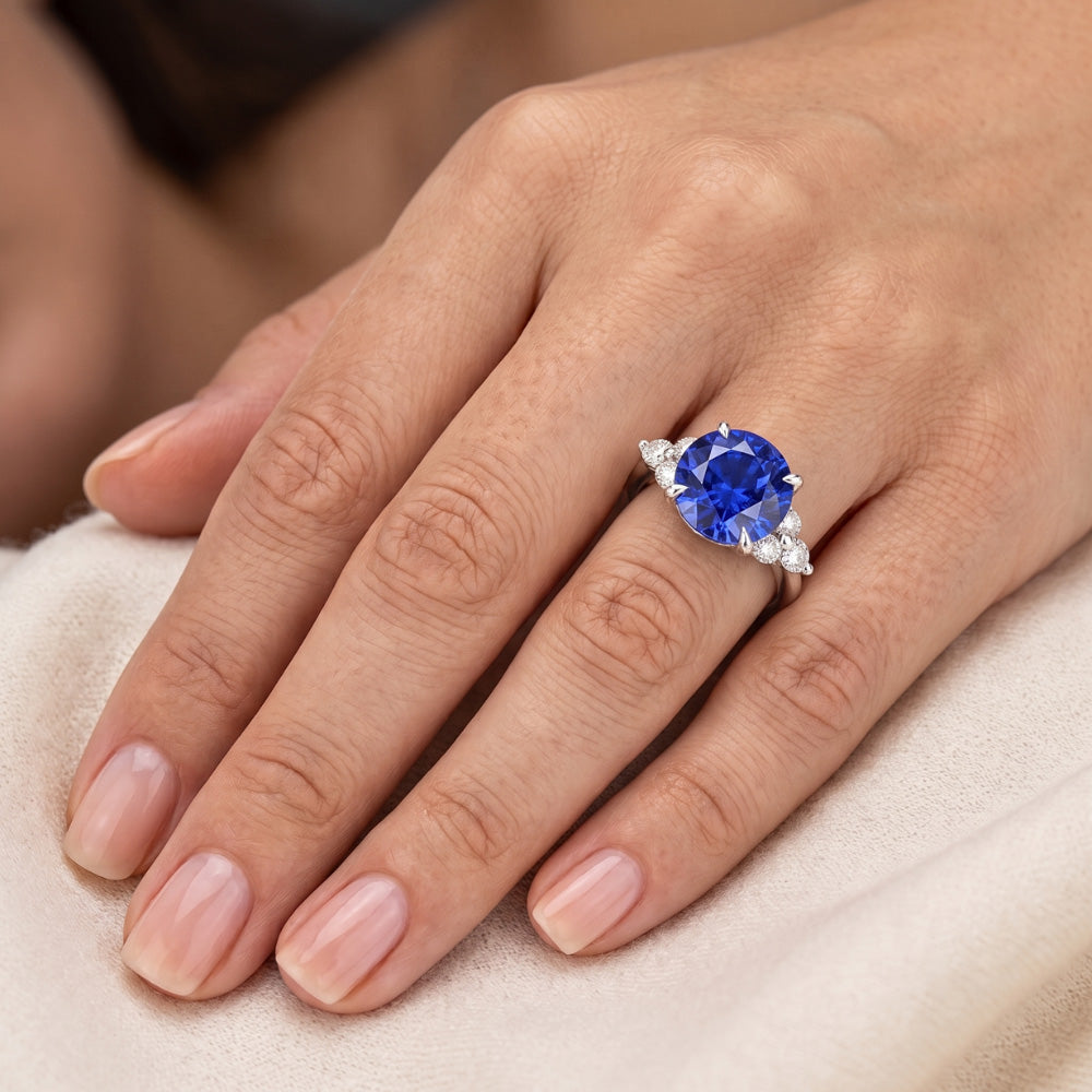 Gold 5ct Natural Earth Mined Diamond Sapphire Ring
