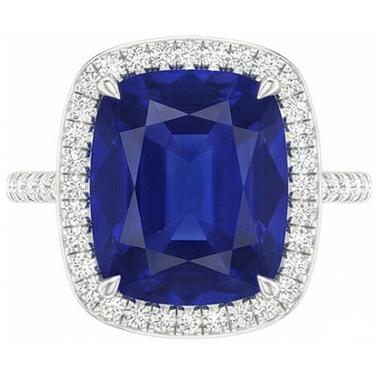 Natural Real ( Not Lab Grown )  Gold 7 Carat Halo Sapphire Engagement Ring