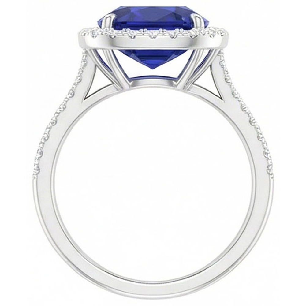 Natural Real ( Not Lab Grown )  Gold 7 Carat Halo Sapphire Engagement Ring