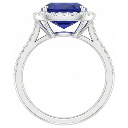 Natural Real ( Not Lab Grown )  Gold 7 Carat Halo Sapphire Engagement Ring
