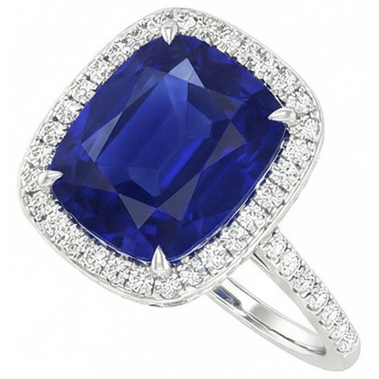 Natural Real ( Not Lab Grown )  Gold 7 Carat Halo Sapphire Engagement Ring
