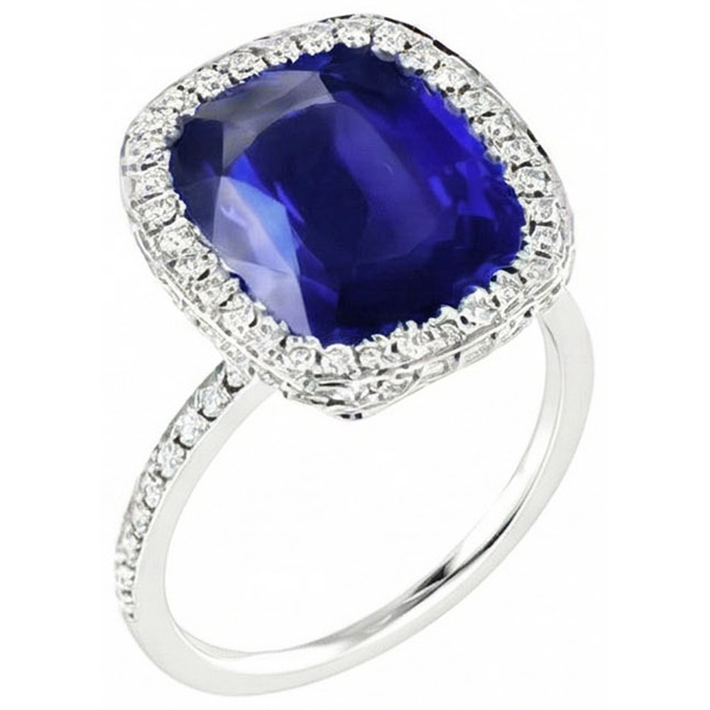 Natural Real ( Not Lab Grown )  Gold 7 Carat Halo Sapphire Engagement Ring